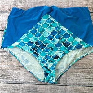Torrid Blue and Teal Mermaid Scale High-Waisted Bikini Bottoms size 0